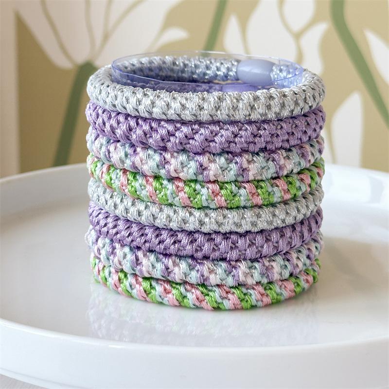 Boxed Fresh and Cute Multi-color Knitted Hair Ribbon Set of 8 Pieces - Sweet and Elegant Girls' Hair Bun Headband Hair Decor for Women