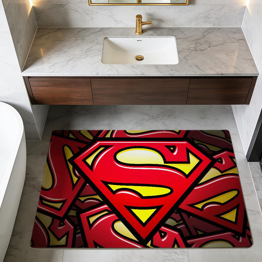 Movie S-Superman Logo Cool Art ML Hogar Bedside Rug Kitchen Bath Floor Mat Hallway Balcony Carpet Entrance Doormat Decor Home