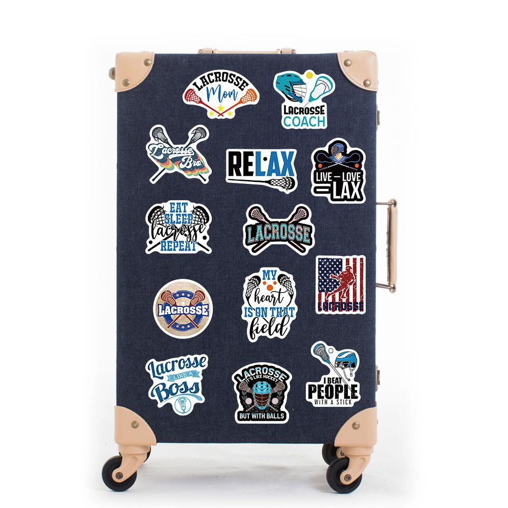 50 Long-shaped Ball Stick Lacrosse Sticker Suitcase Notebook Waterproof Removable Sticker