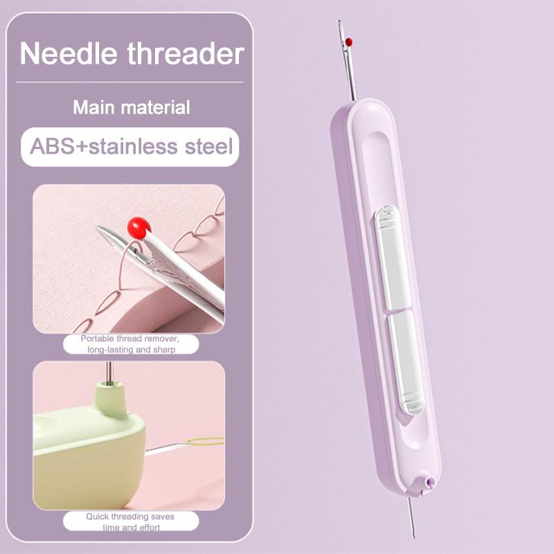 2 In 1 Plug-in Needle Threader Seam Ripper Easy Threading Tool Thread Cutting Special Needle Portable Thread Removal Accessories
