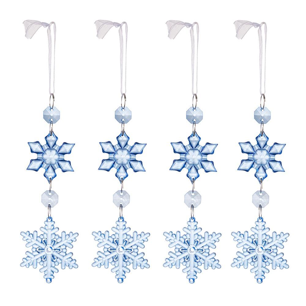 4pcs Colorful Snowflake Ice Strip Pendants Xmas Tree Hanging Ornament  Winter Party Home Decor