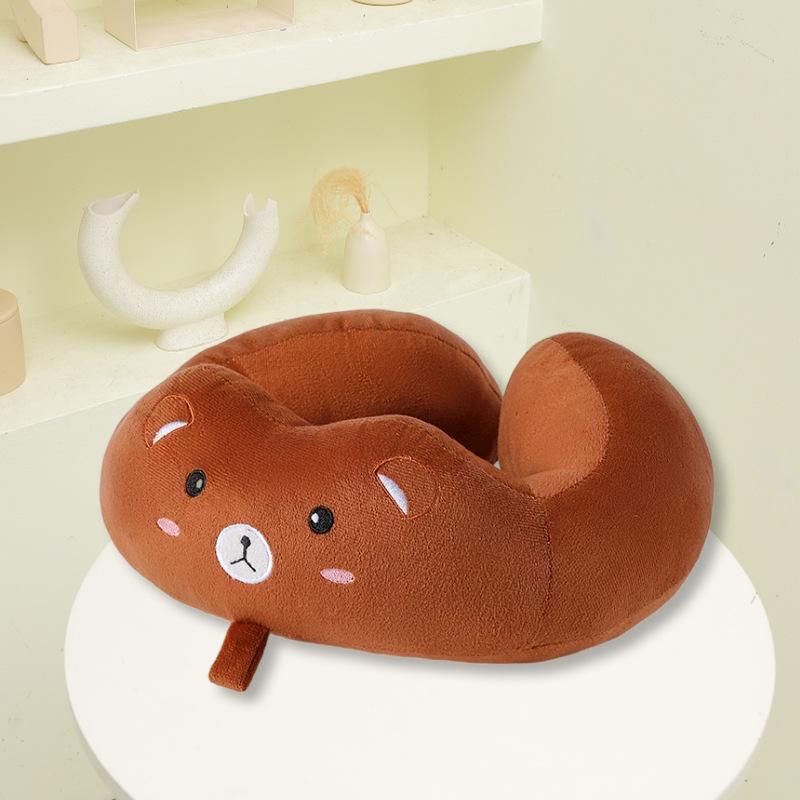 Cute Cartoon Neck Pillow for Travel - U-Shaped Cervical Support for Airplane & Train Nap