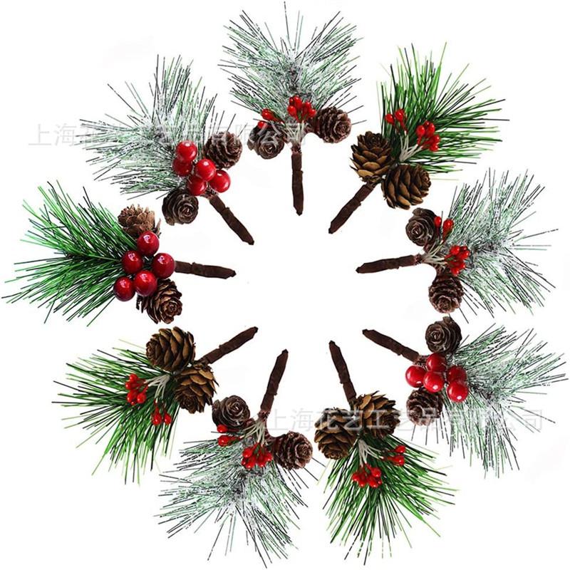 Snowflake Series Bell Beads Bouquet: Christmas Red Bean & Pine Decoration