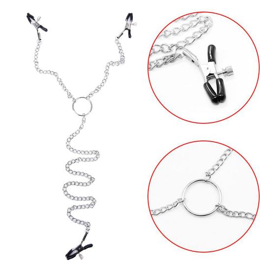 Breast Clamp Amusing Erotic Feeling Tightness Adjustable Three Clamp Breast Stimulation Clip for Couple