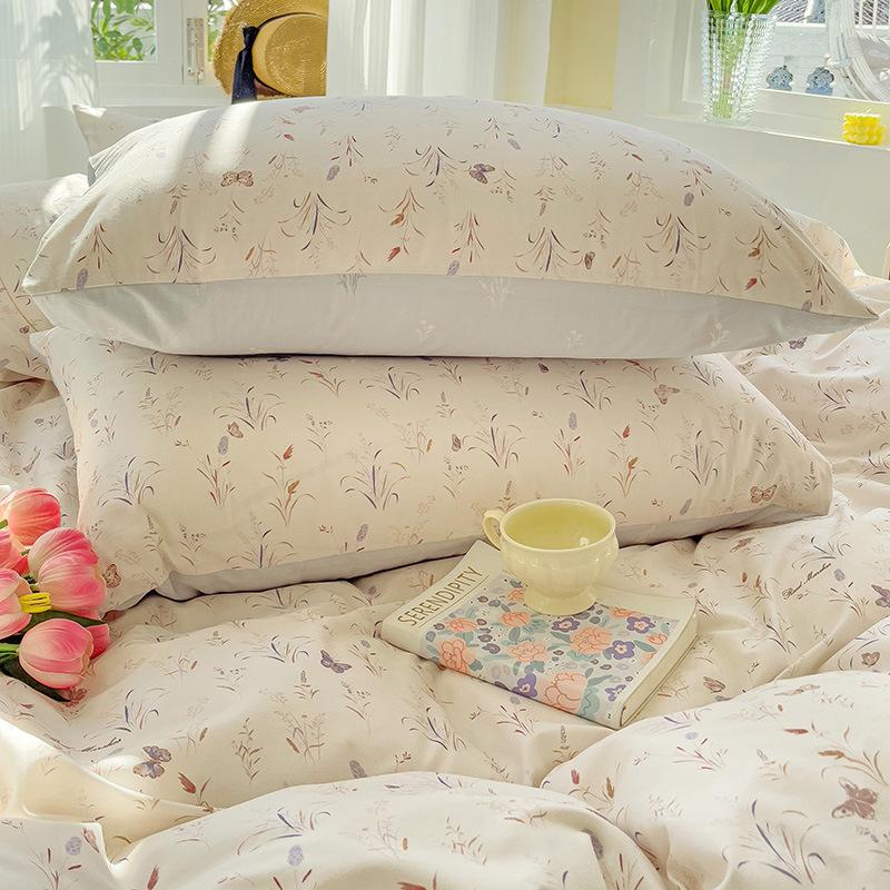 100% Cotton Bedding Four-piece Set, Skin-friendly, Breathable, Soft and Comfortable Bed Sheet Pillowcase, Quilt Cover Set