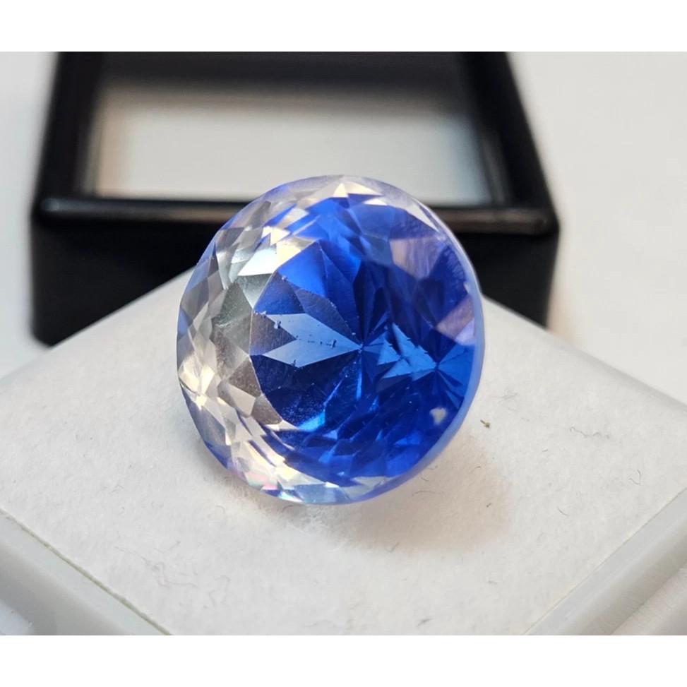 Krásný Pitambari Sapphire Přírodní Kulatý Brus 15-16 Ct Certifikovaný Drahokam