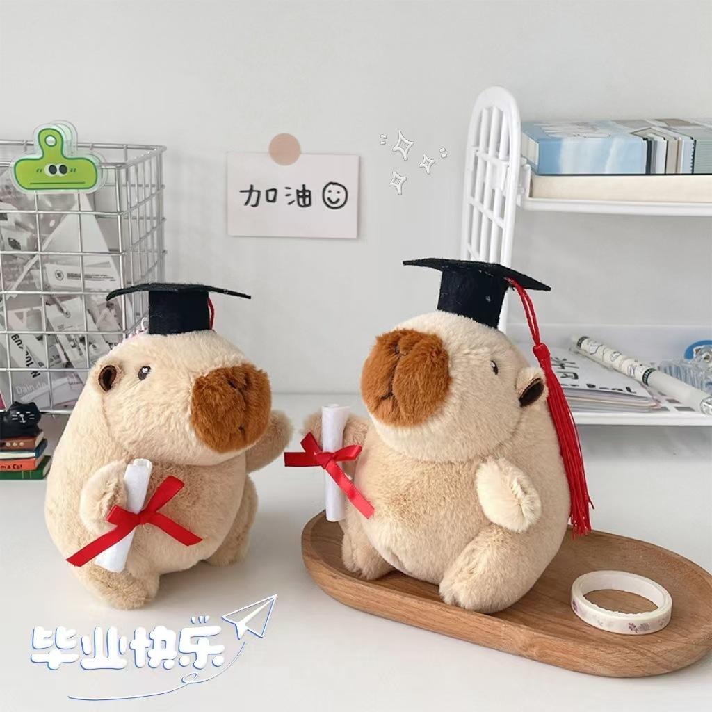 Doctor's Hat Kapibala Pendant Plush Toy Capybara Dolls Bag Hanging Decoration Graduation Season Gift