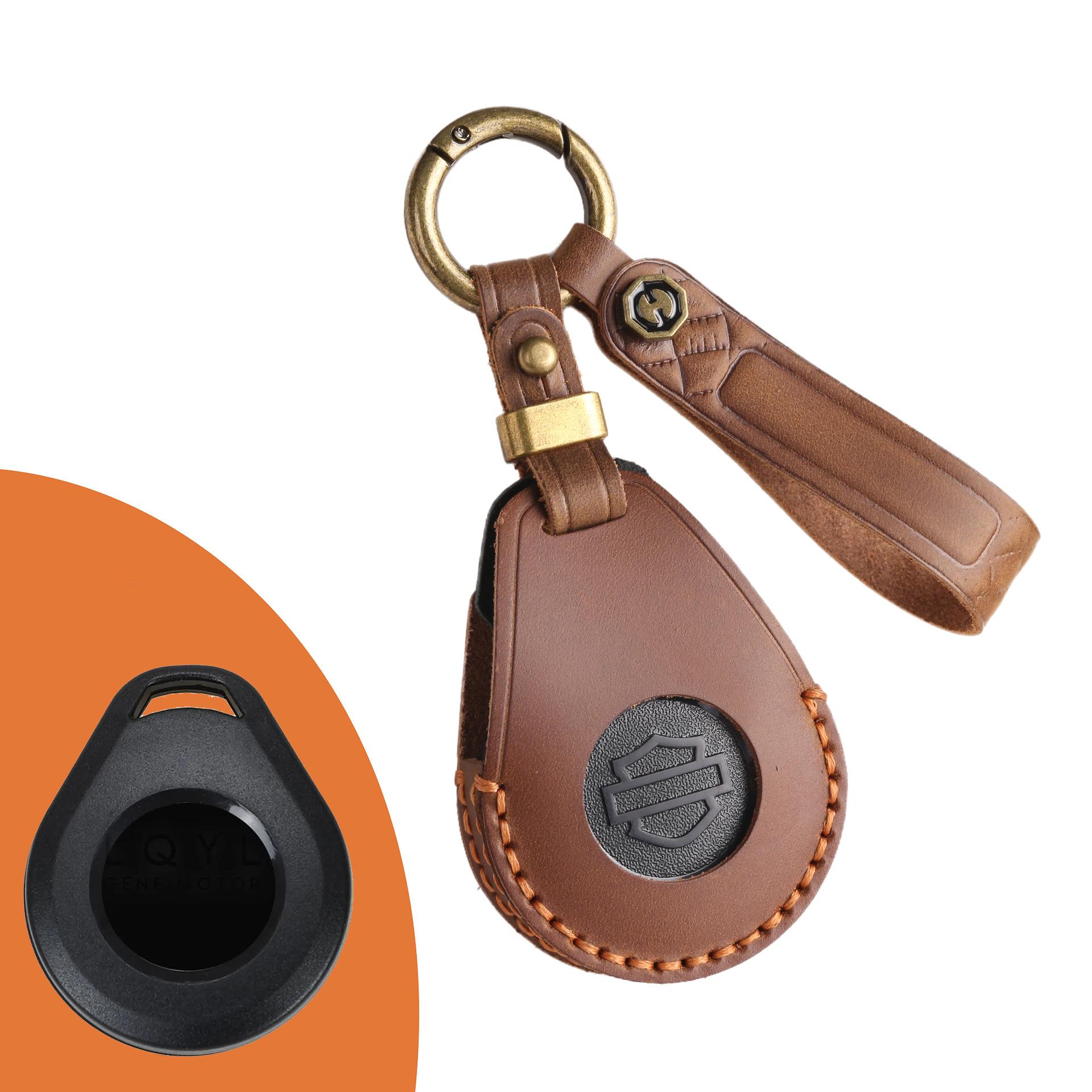 

Suitable for Harley key bag X48 induction start key cover chain motorcycle cowhide handmade retro key case коричневый