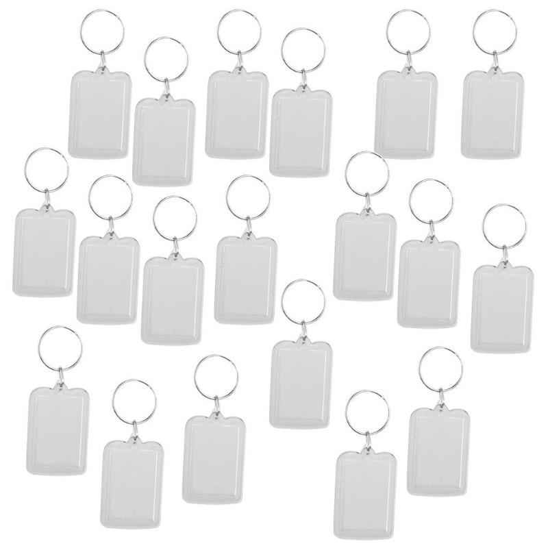 10Pieces Acrylic Blank Clear Keyrings Rectangle Photo Holder Keychain 38x25mm Bag Accessories.