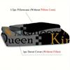 Queen King Golden Crown Couple Print Fitted Sheet Set 1* Fitted Sheet+2*Pillowcases Mattress Cover Soft Breathable Bedding Set