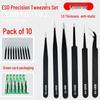 Stainless Steel ESD Anti-static Eyelash Extension Tweezers with Pointed Tip - Black