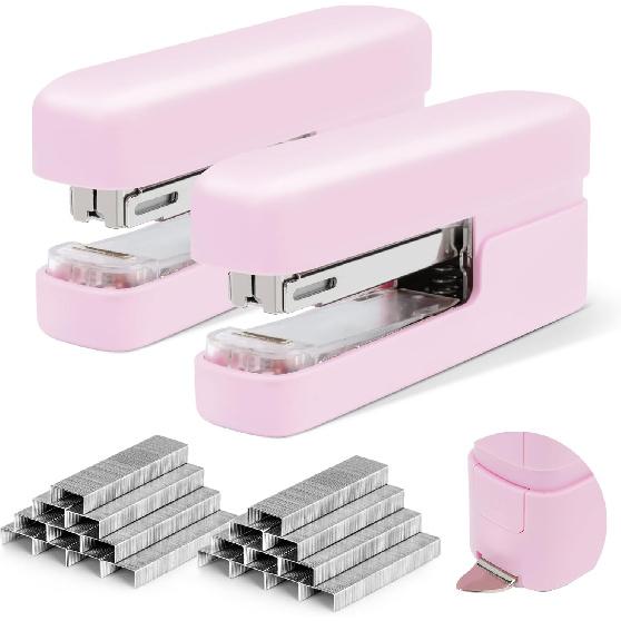 deli Stapler, Desktop Staplers with Integrated Staple Remover, 45 Sheet Capacity Office Stapler, 2 Pack, Purple розовый