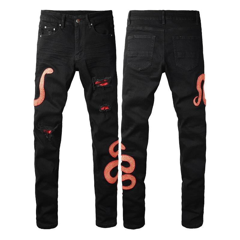Men`s Ripped High-Street Vintage Jeans with