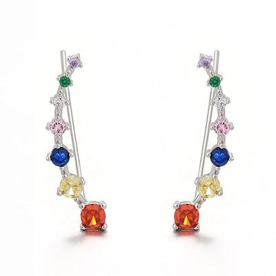 Colorful Zircon Clip Earrings Piercing Single Earring for Women Fashion Jewelry Accessories