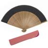 Folding pure brown set fan for women brown [KYOETSU] [Kyoetsu] fan, silk, plain, bones, 2-piece (fan, bag) (0 bones)