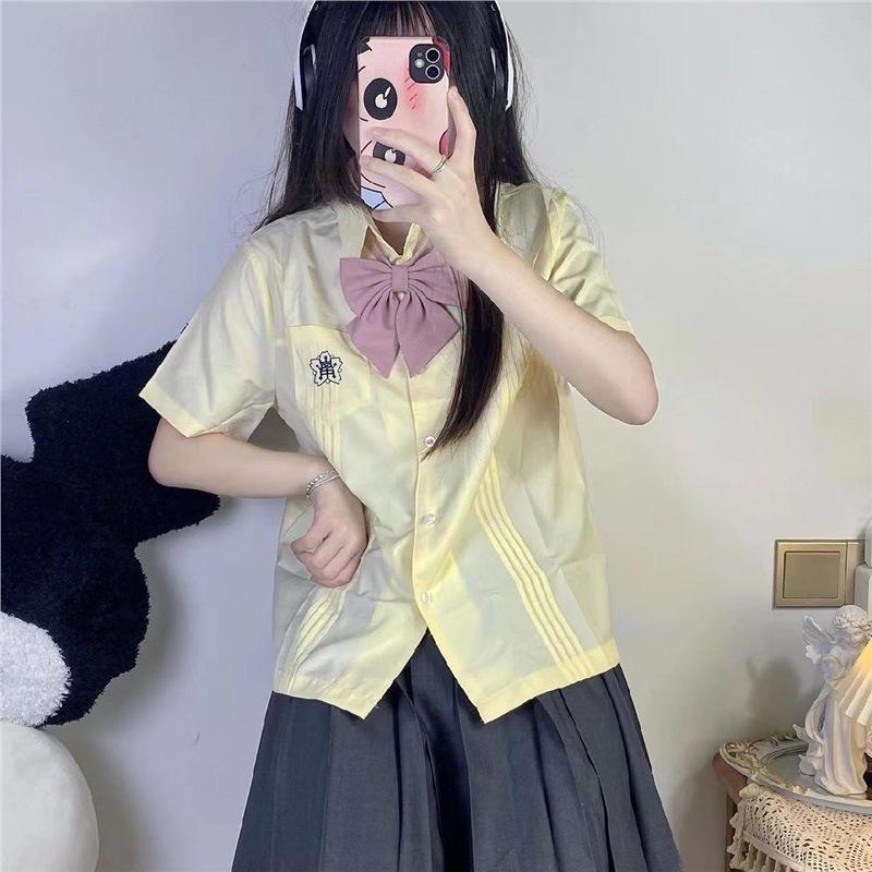 Xiao Lan Zhong JK Women's Short Sleeve Summer White Shirt: Japanese Academy Style Uniform Set