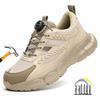 Lightweight Steel Toe Safety Shoes with Rotary Button Anti Puncture Construction Work Boots with Protection Non-slip Work Shoes