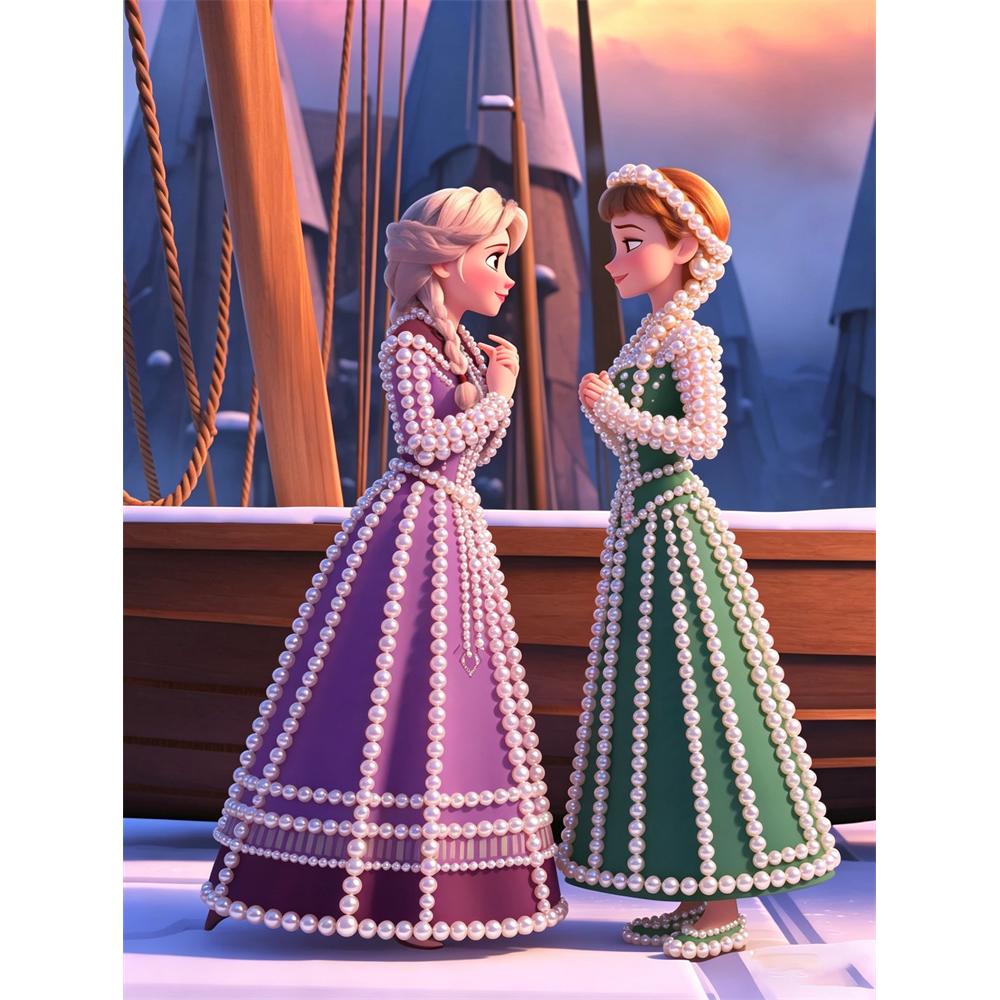 

Disney Pearl Painting Frozen Elsa and Anna DIY Pearl Art Pearl Painting Kit Pearl Art Painting Wall Suitable for Home Office Decoration Handmade Gifts 30x40