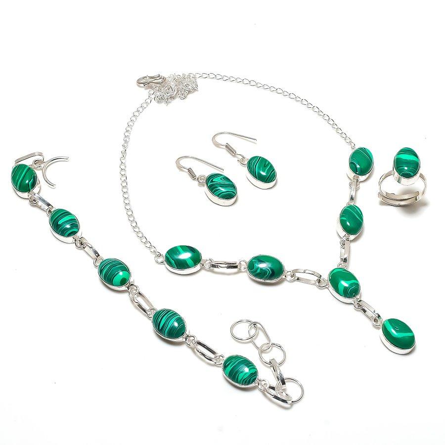 Natural Malachite Gemstone 925 Sterling Silver Jewelry Necklace 18  ASN-6073