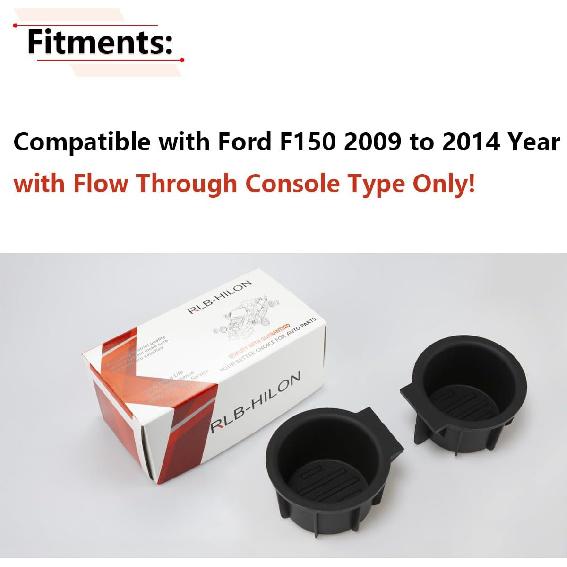 RLB-HILON Cup Holder Ert Compatible With Ford F150 With Flow Through Console 2009 2010 2011 2012 2013 2014 Year, For 9L3Z-1513562-CB, 2PCS