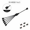 ARGB SYNC Splitter 1V 1 Pin 11V 1 Pin 1 to 1/1/1/1 11CM Mainboard ARGB Extension Cable with Protective Cap for Computer Chassis