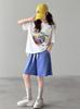 2026 New Style Girls' Cartoon T-shirt & Shorts Set – Trendy, Loose-Fit Activewear for Older Children