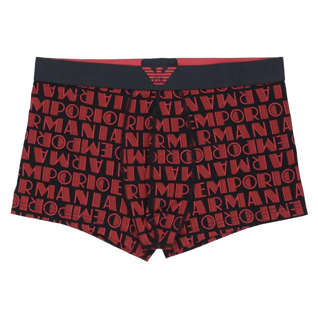Emporio Armani ALL OVER LOGO Boxer Briefs (Sizes S/M/L) with Front Closure, Men's, EU Sizes, 54059950, Size S (EU Size), 98. Black