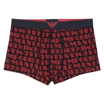 Emporio Armani ALL OVER LOGO Boxer Briefs (Sizes S/M/L) with Front Closure, Men's Underwear, EU Sizes, 54059950, Size M (EU Size), 98. Black