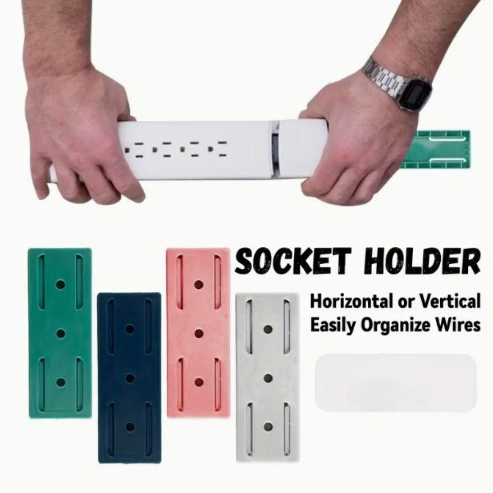 

Wall Hanging Desktop Socket Fixer Minimalism Cable Organizer 4 Color Wall-Mounted Fixer Household A