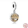 Fit Original Pantaro Charms Bracelet 925 copper Two-tone Heart Ring Mom Tree Bicycle Star Castle Candle Golden Beads DIY Zircon