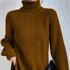 Autumn and Winter Chic Knitwear Mid-length Raglan Sleeves High Lapel Split Sweater Ladies