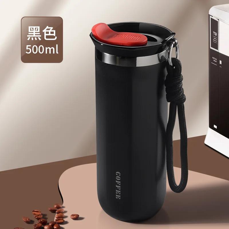 Double-Layer Stainless Steel Vacuum Coffee Mug, Insulated Travel Cup, 350/500ml Leakproof & Slip Resistant Portability Design
