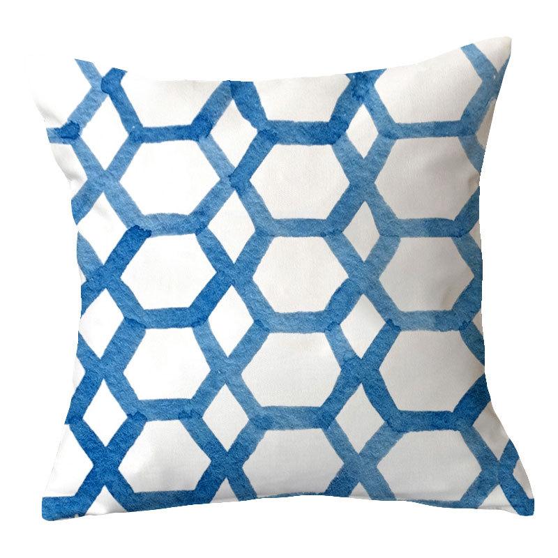 Simple New Blue Geometric Plush Pillowcase Home Fabric Sofa Pillow Cushion Cover Design