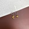 Borderless Fashion Star and Moon Two-Color Earrings: Gold-Plated Stainless Steel Silver Design Jewelry