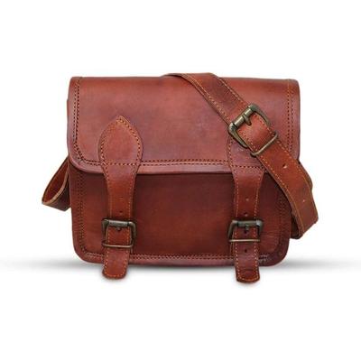 9" Small Leather Messenger Bag Shoulder Bag Cross Body Vintage Messenger Bag for Women & Men Satchel Man Purse Compatible with Ipad and Tablet Brown