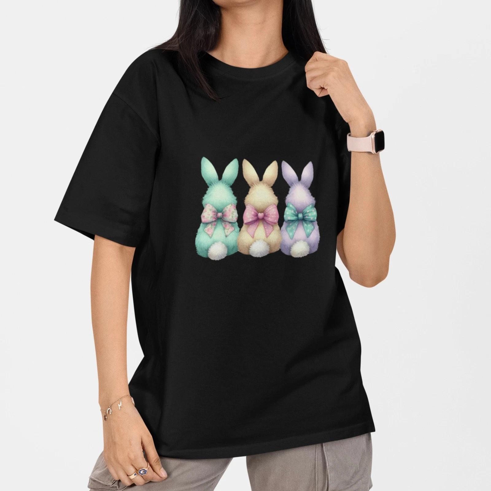 Cute Bunny Shirt Pastel Rabbit Graphic Tee Spring Aesthetic T Shirt Women Gift S