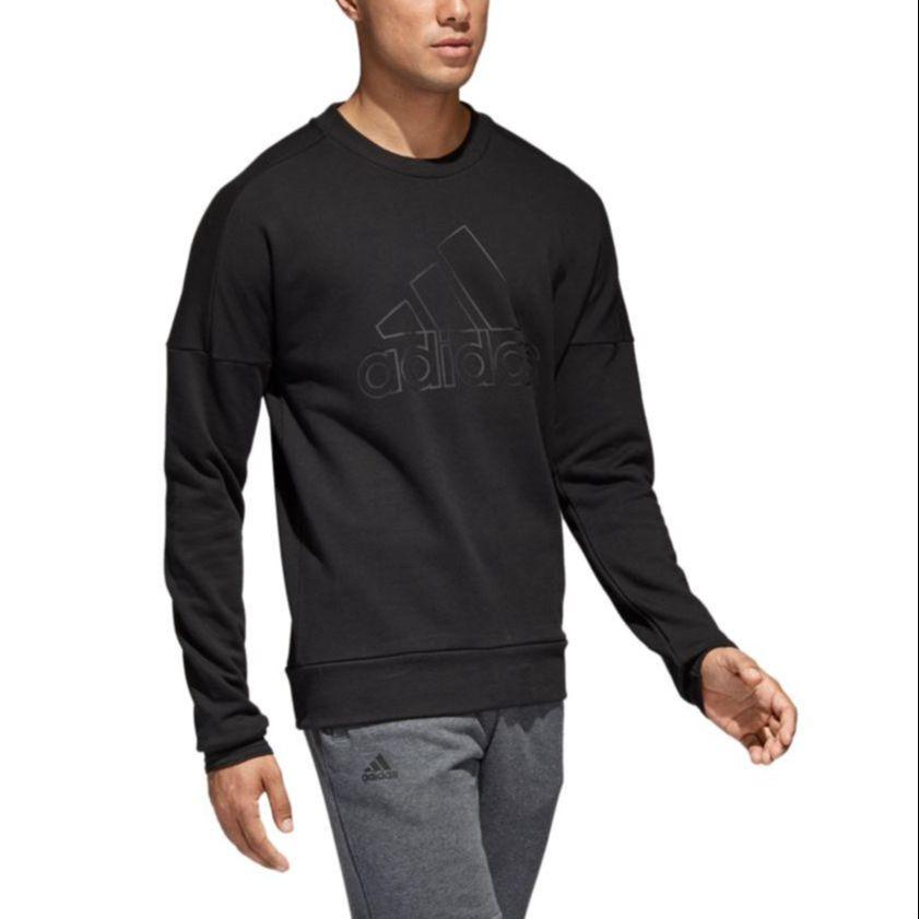 adidas Logo Print Sport Badge Long Sleeve Crew Neck Sweatshirt Men Sweatshirt Black CW3542