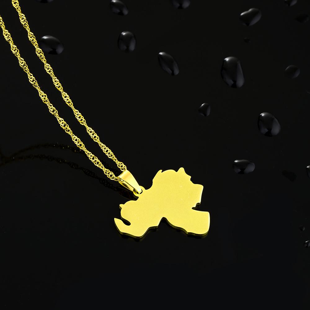 Unisex Elegant Venezuela Map Flag Pendant Necklace - Fashionable Stainless Steel Jewelry