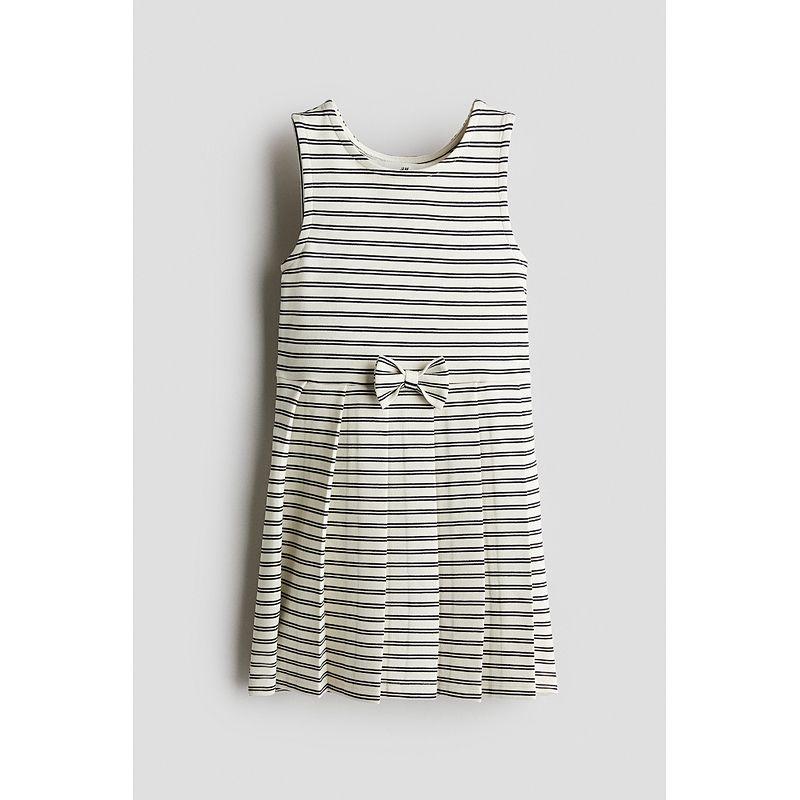

HM Fall 2025 New Arrival Children s Clothing Girl Bows Jersey Dress 1286343 Cream/Black Stripes 140/68