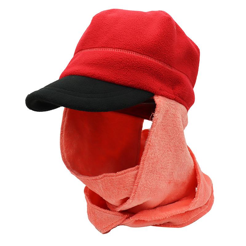 Outdoor Casual Fleece Scarf, Hat Two-piece Set, Windproof and Warm Winter Hat, Wind Hat, Scarf Integrated