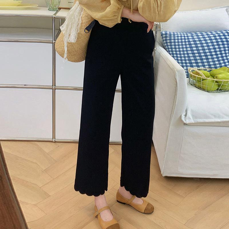Petite Black Lace Maternity Pants: Slimming Elastic Straight Leg for Spring/Summer 2026 2XL