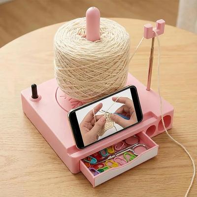 Porte-fils rotatif portable multifonctionnel avec support pour téléphone, boîte à bobines de fil détachable et organisateur d'accessoires de crochet