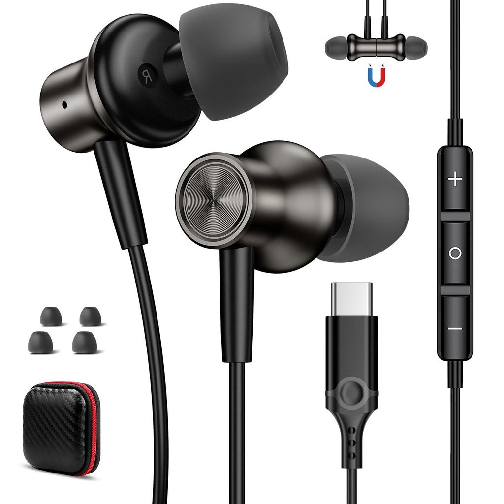 Typ-C-Ohrhörer, kabelgebunden, mit Mikrofon, DAC-Chip, HiFi-Klangqualität, USB-Typ-C-Ohrhörer, kompatibel mit iPhone 16 Pro Air mini6 10. Generation 8 8a