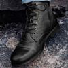 Herren Rutschfeste Motorradstiefel Dicksohlige Ritterstiefel Herren Retro Lederschuhe Outdoor Seitenreißverschluss Trainings-Knöchelstiefel Übergröße
