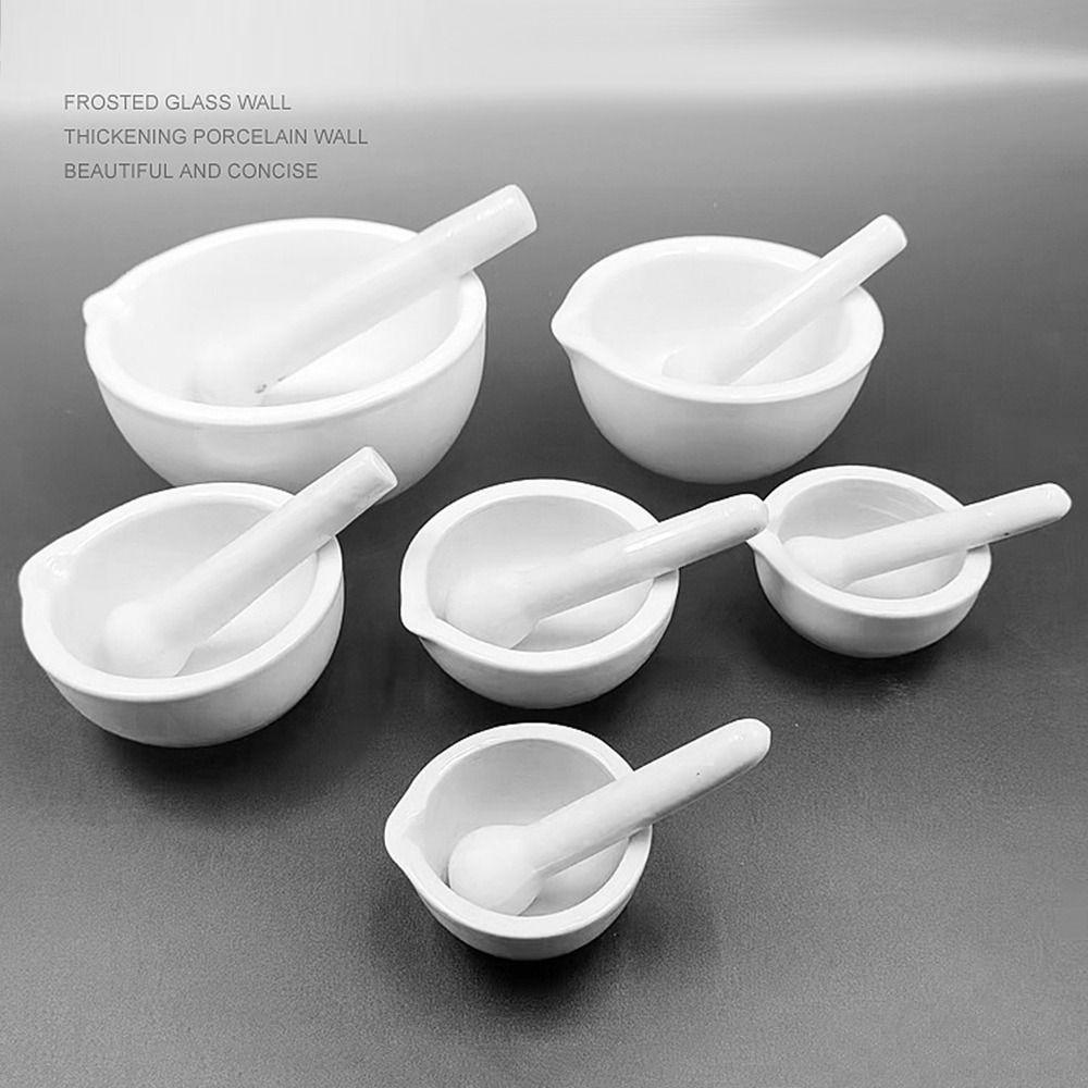 Premium White Ceramic Grinder Non-Slip Base Eco-Friendly Mortar and Pestle Set Pill Crusher Kitchen Tool