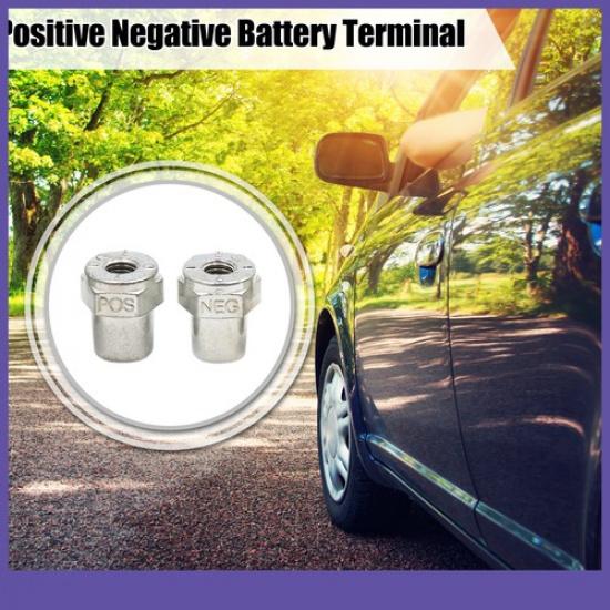 2 Pair 8mm Diameter Zinc Alloy Positive Negative Battery Post Terminal Adapters