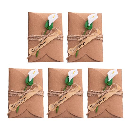 Special Paper Cards for Souvenirs 5Pcs DIY Dried Flower Greeting Cards, Handmade Note with Artificial Flowers, Jute Twine Atmospheric Photo Props Hang