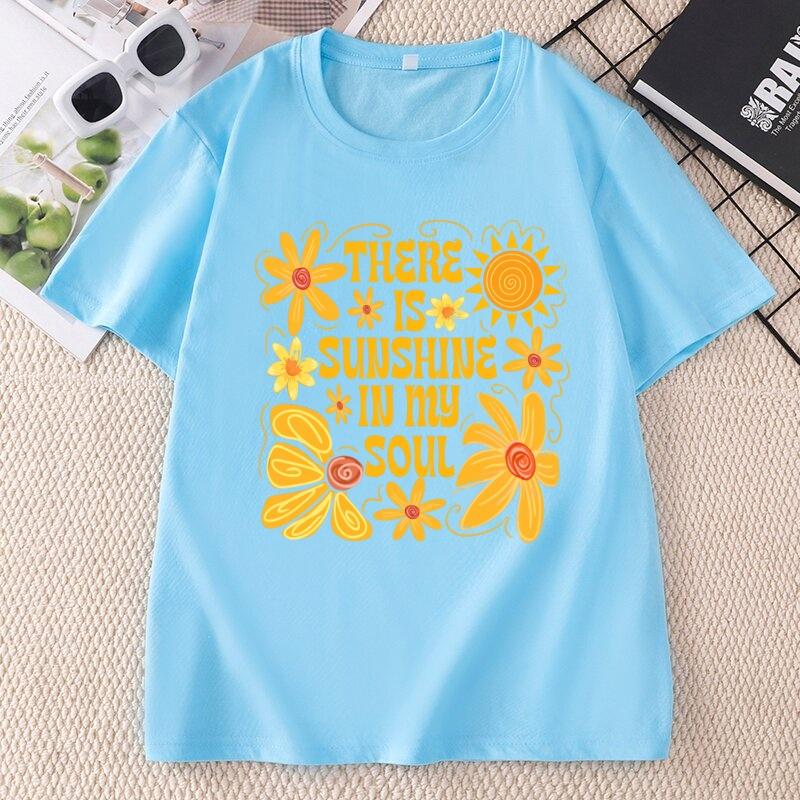 Sunshine in My Soul TShirt Unisextal Health T Shirt Retro Boho Summer Vibes Tshirt Hippie Flower Tee Unisexs Clothing Short Sleeve