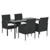 3156766 vidaXL Mobilier à dîner de jardin et coussins 5pcs Noir Résine tressée