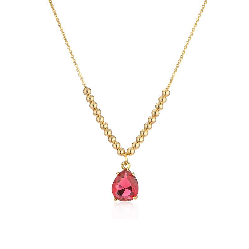 HECHENG,Trendy Water Drop Zircon Women s Necklace With Beads For Women Accessories красный